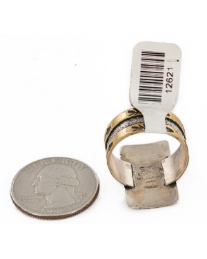 Rare 12kt Gold Filled 925 Sterling Silver Handmade Certified Authentic Navajo Native American Ring 12621-1 Rare 12kt Gold Filled 925 Sterling Silver Handmade Certified Authentic Navajo Native American Ring 12621-1