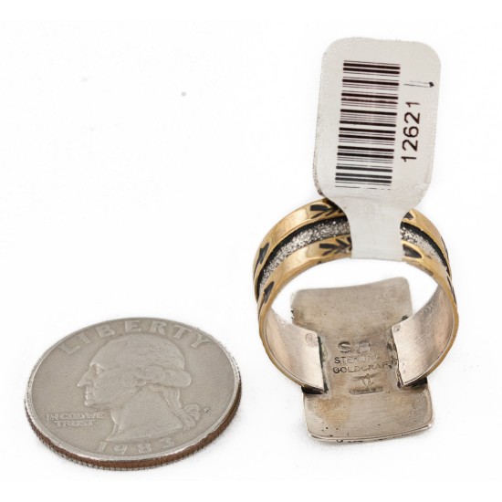 Rare 12kt Gold Filled 925 Sterling Silver Handmade Certified Authentic Navajo Native American Ring 12621-1 Rare 12kt Gold Filled 925 Sterling Silver Handmade Certified Authentic Navajo Native American Ring 12621-1
