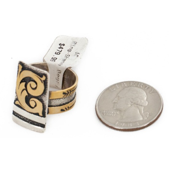 Rare 12kt Gold Filled 925 Sterling Silver Handmade Certified Authentic Navajo Native American Ring 12621-1 Rare 12kt Gold Filled 925 Sterling Silver Handmade Certified Authentic Navajo Native American Ring 12621-1