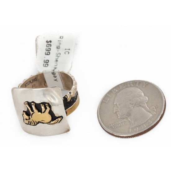 Rare 12kt Gold Filled 925 Sterling Silver Horse Handmade Certified Authentic Navajo Native American Ring  12657-6