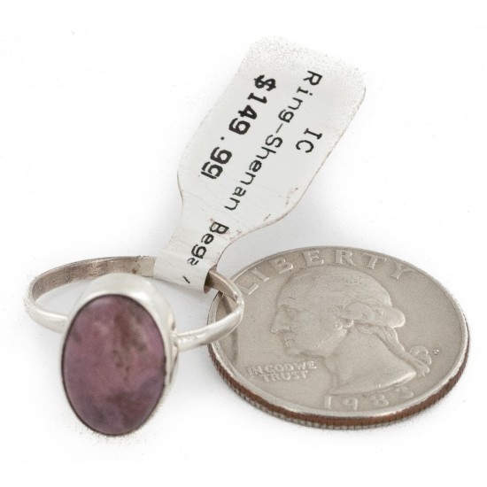 925 Sterling Silver Handmade Certified Authentic Navajo Natural Charoite Native American Ring  12642