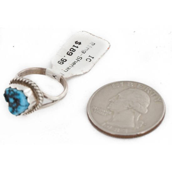 925 Sterling Silver Handmade Certified Authentic Navajo Natural Turquoise Native American Ring  12512