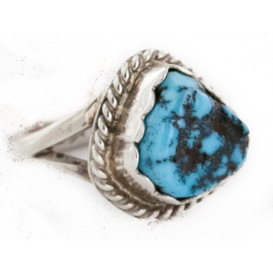 925 Sterling Silver Handmade Certified Authentic Navajo Natural Turquoise Native American Ring  12512