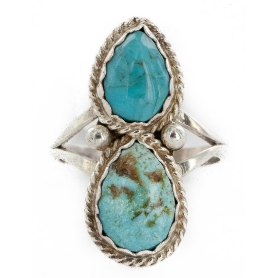 .925 Sterling Silver Handmade Certified Authentic Navajo Natural Turquoise Native American Ring 17002-1 .925 Sterling Silver Handmade Certified Authentic Navajo Natural Turquoise Native American Ring 17002-1