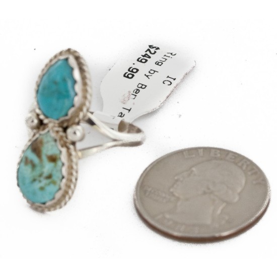.925 Sterling Silver Handmade Certified Authentic Navajo Natural Turquoise Native American Ring 17002-1 .925 Sterling Silver Handmade Certified Authentic Navajo Natural Turquoise Native American Ring 17002-1