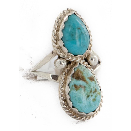 .925 Sterling Silver Handmade Certified Authentic Navajo Natural Turquoise Native American Ring 17002-1 .925 Sterling Silver Handmade Certified Authentic Navajo Natural Turquoise Native American Ring 17002-1
