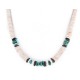 Certified Authentic Navajo .925 Sterling Silver Graduated Melon Shell and Turquoise Native American Necklace 1 16051-1