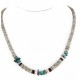 Certified Authentic Navajo .925 Sterling Silver Graduated Melon Shell and Turquoise Native American Necklace 16051-2