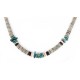Certified Authentic Navajo .925 Sterling Silver Graduated Melon Shell and Turquoise Native American Necklace 16051-2