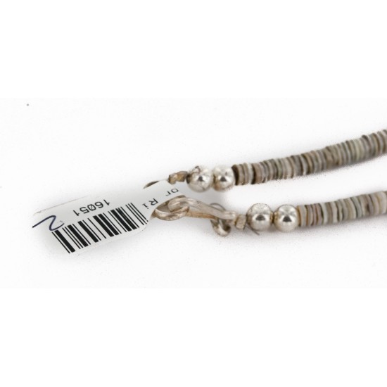 Certified Authentic Navajo .925 Sterling Silver Graduated Melon Shell and Turquoise Native American Necklace 16051-2