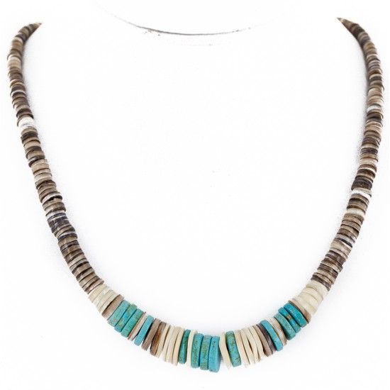 Certified Authentic Navajo .925 Sterling Silver Graduated Melon Shell Native American Necklace 15917-0