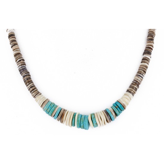 Certified Authentic Navajo .925 Sterling Silver Graduated Melon Shell Native American Necklace 15917-0
