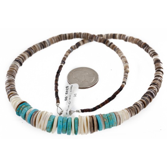 Certified Authentic Navajo .925 Sterling Silver Graduated Melon Shell Native American Necklace 15917-0