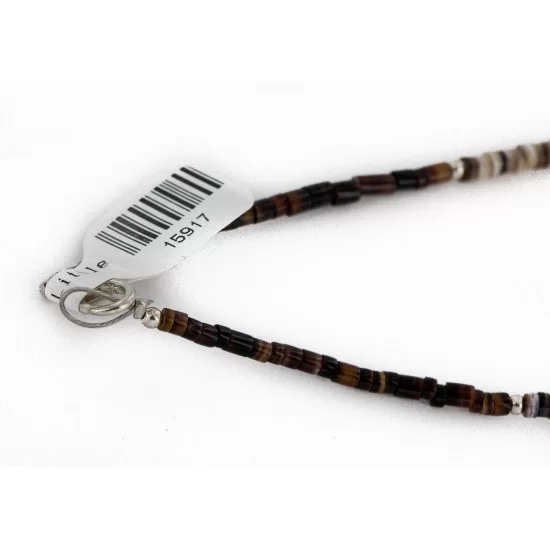 Navajo .925 Sterling Silver Graduated Melon Shell Native American Necklace 15917-0