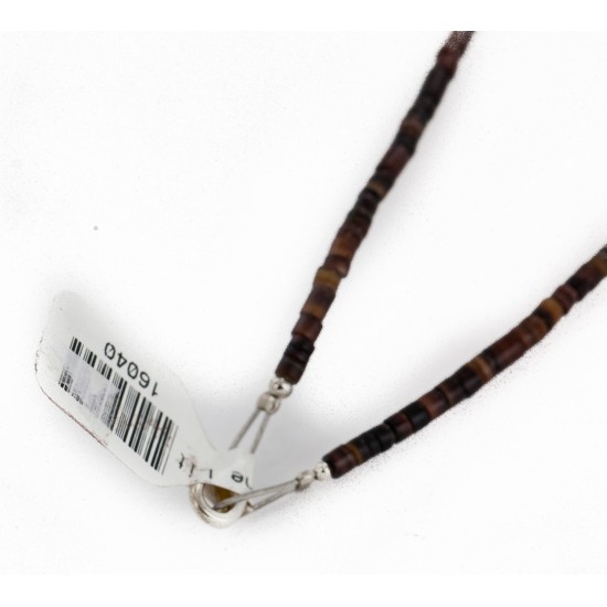 Hand made Certified Authentic Navajo .925 Sterling Silver Natural Smoky Quartz Amethyst Native American Necklace 16040