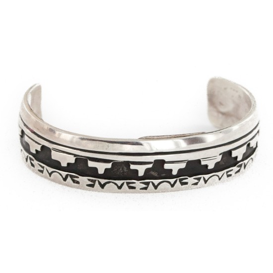 Handmade Certified Authentic Mountain Navajo .925 Sterling Silver Baby Native American Bracelet 12505