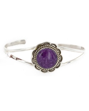 Handmade Certified Authentic Navajo .925 Sterling Silver Natural Sugilite Native American Bracelet 12827 Handmade Certified Authentic Navajo .925 Sterling Silver Natural Sugilite Native American Bracelet 12827