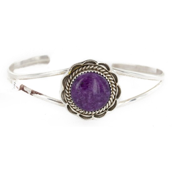 Handmade Certified Authentic Navajo .925 Sterling Silver Natural Sugilite Native American Bracelet 12827