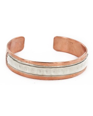 Handmade Certified Authentic Navajo Pure .925 Sterling Silver and Copper Native American Bracelet 12703-11