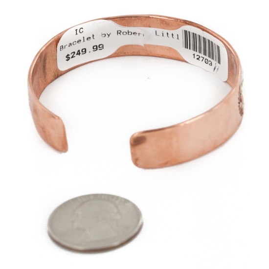 Handmade Certified Authentic Navajo Pure .925 Sterling Silver and Copper Native American Bracelet 12703-11