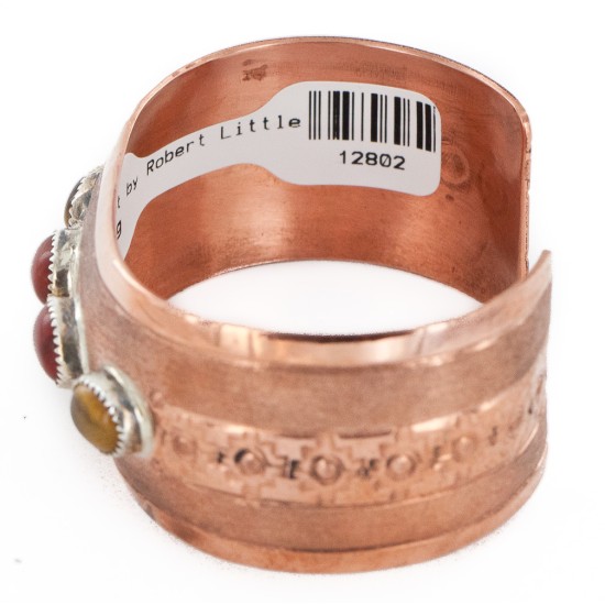 Handmade Certified Authentic Navajo Pure .925 Sterling Silver and Copper Natural Charoite Tigers Eye Native American Bracelet 12802 Handmade Certified Authentic Navajo Pure .925 Sterling Silver and Copper Natural Charoite Tigers Eye Native American Bracelet 12802