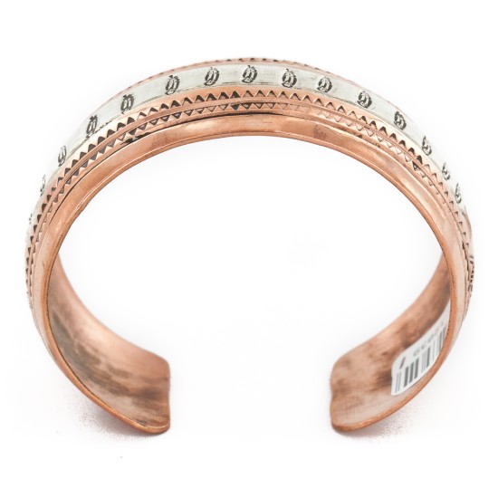 Handmade Feather Certified Authentic Navajo Pure .925 Sterling Silver and Copper Native American Bracelet 12839-1