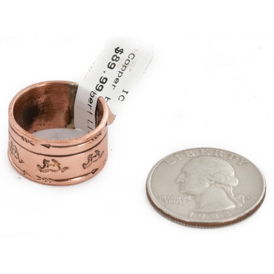 Pure Copper Handmade Certified Authentic Horse Navajo Native American Ring  16996-1