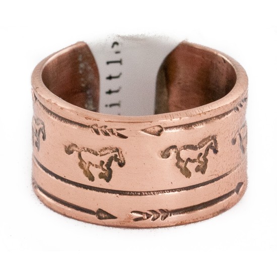 Pure Copper Handmade Certified Authentic Horse Navajo Native American Ring  16996-1