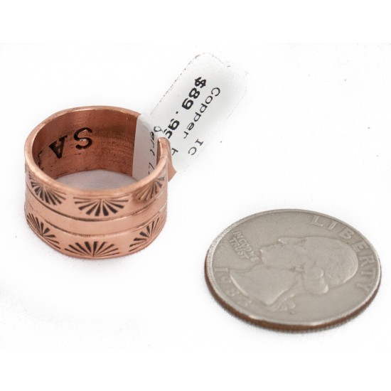 Pure Copper Handmade Certified Authentic Navajo Native American Ring  16996-2