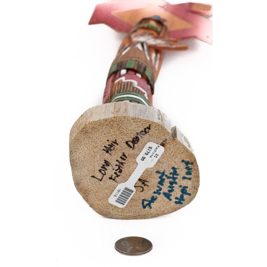 $180 Handmade Certified Authentic Hopi Long Hair Feather Dancer Native American Kachina 19114
