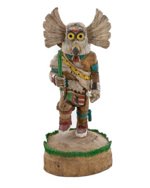 $1180 Handmade Certified Authentic Hopi Old Oraibi Horned Owl Native American Kachina 10891