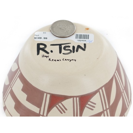 $150 Handmade Handpainted Certified Authentic Hopi R.Tsinnij Keams Canyon Native American Pottery 1 102494-14