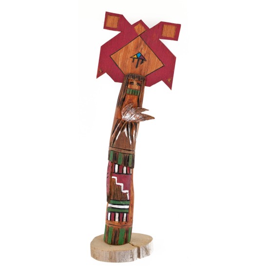 $180 Handmade Certified Authentic Hopi Long Hair Feather Dancer Native American Kachina 19114