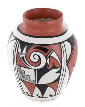 $240 Handmade Handpainted Certified Authentic Hopi R.Tsinnij Keams Canyon Native American Pottery 102494-15