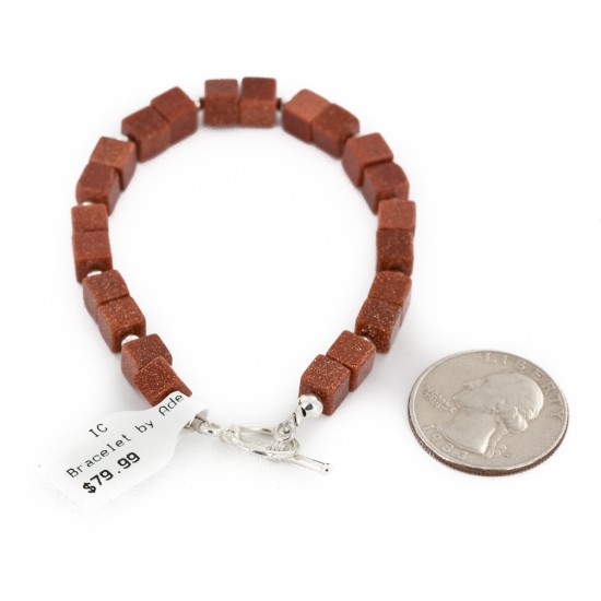 Certified Authentic Navajo Natural Goldstone Link Native American Bracelet 12742-111