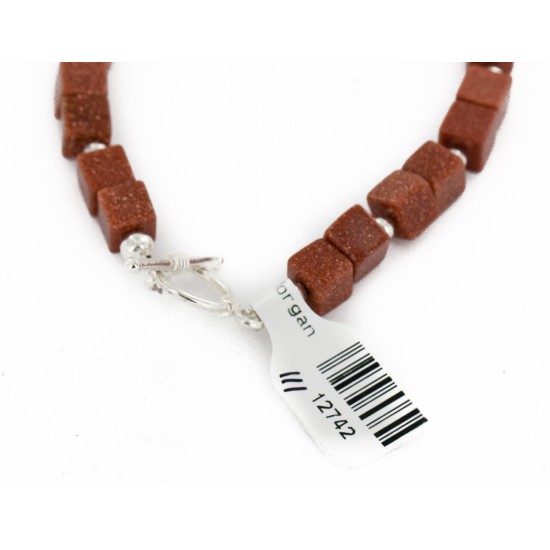 Certified Authentic Navajo Natural Goldstone Link Native American Bracelet 12742-111