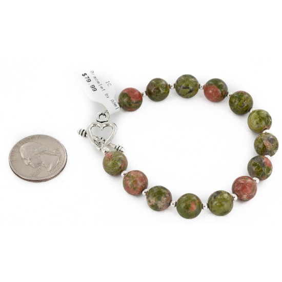 Certified Authentic Navajo Natural Jasper Link Native American Bracelet 12742-110