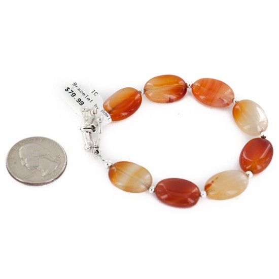 Certified Authentic Navajo Natural Carnelian Link Native American Bracelet 1 12742-113