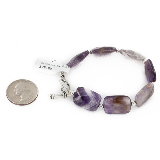 Certified Authentic Navajo Natural Amethyst Link Native American Bracelet 12742-108