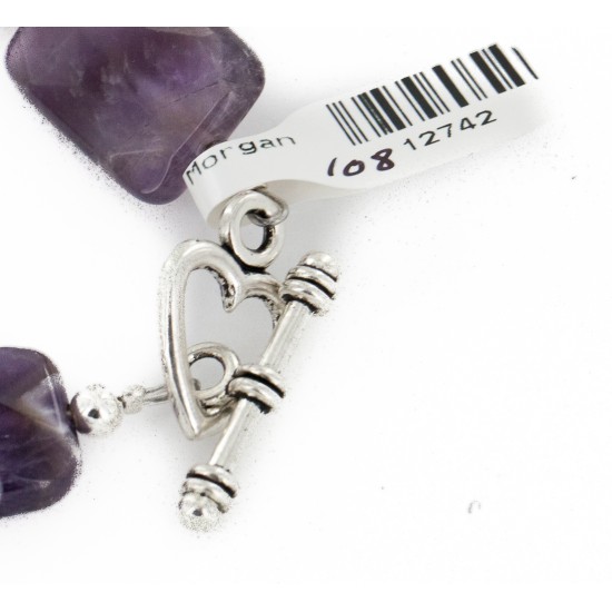 Certified Authentic Navajo Natural Amethyst Link Native American Bracelet 12742-108