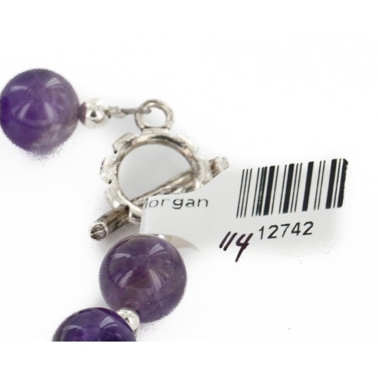Certified Authentic Navajo Natural Amethyst Link Native American Bracelet 1 12742-114