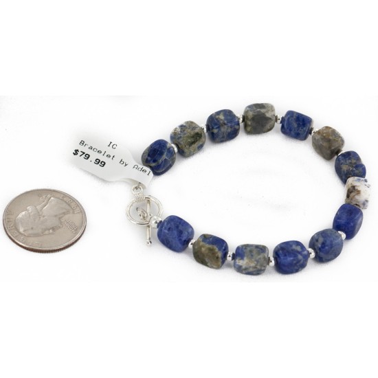 Certified Authentic Navajo Natural Lapis Link Native American Bracelet 12742-104