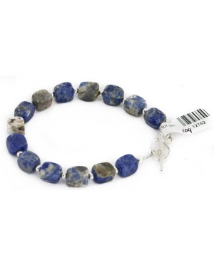Certified Authentic Navajo Natural Lapis Link Native American Bracelet 12742-104
