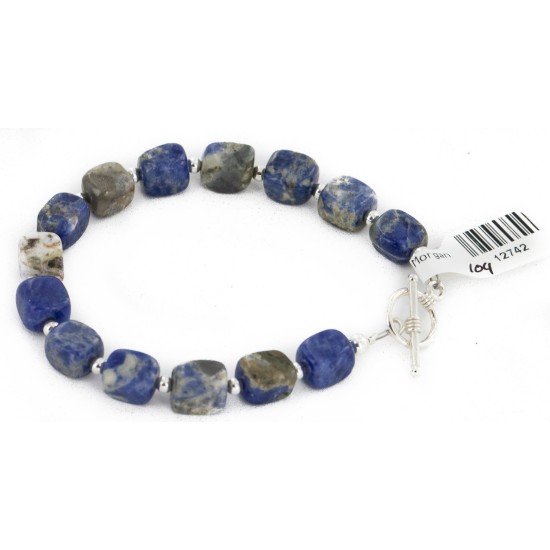 Certified Authentic Navajo Natural Lapis Link Native American Bracelet 12742-104