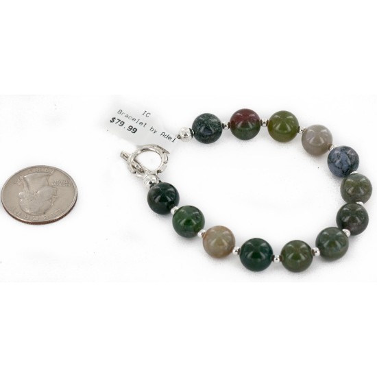 Certified Authentic Navajo Natural Agate Link Native American Bracelet 12742-105
