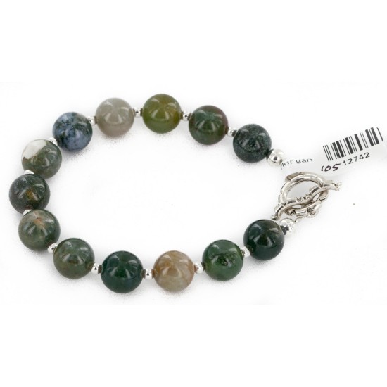 Certified Authentic Navajo Natural Agate Link Native American Bracelet 12742-105