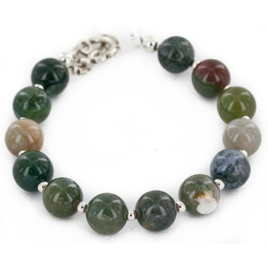 Certified Authentic Navajo Natural Agate Link Native American Bracelet 12742-105