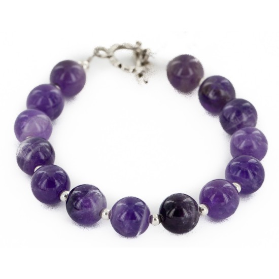Certified Authentic Navajo Natural Amethyst Link Native American Bracelet 1 12742-114