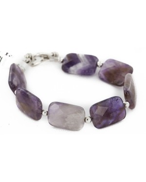 Certified Authentic Navajo Natural Amethyst Link Native American Bracelet 12742-108