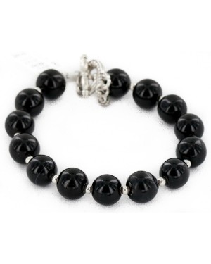 Certified Authentic Navajo Natural Black Onyx Link Native American Bracelet 12742-107